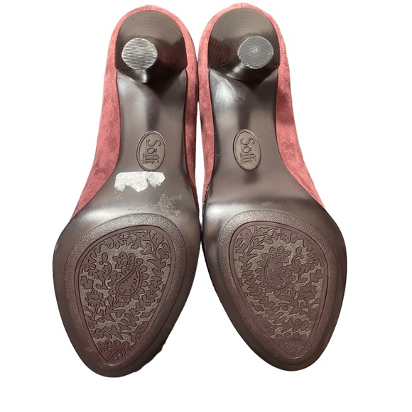 Sofft 8 1/2 Wine Burgundy 3" heel Suede Leather Upper and Sock‎ Peep Toe Shoe - Picture 9 of 9